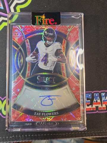 2025 Panini Select Zay Flowers Signatures Red Prizm Auto 2/8
