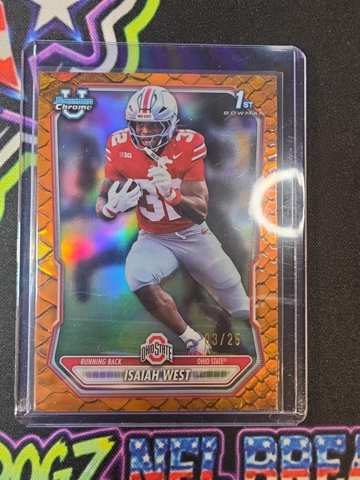 2026 Bowman Chrome U Isaiah West 1st Bowman Orange Reptilian Refractor 03/25